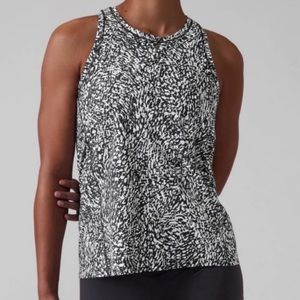 Athleta Black and White Printed High-Neck Tank